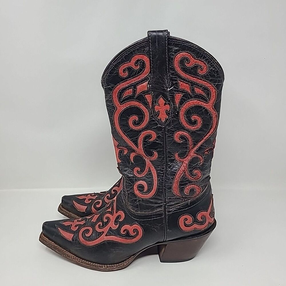 Tony Lama VF3023 Black/Red Western Cowgirl Boots US 7 B Womens